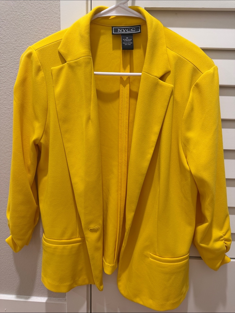 New York & Company Bright Yellow Open-Front Blazer